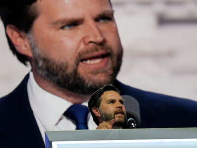 Republican vice presidential candidate Sen. JD Vance, R-Ohio, speaks at the 2024 Republican National Convention at the Fiserv Forum, Wednesday, July 17, 2024, in Milwaukee. (AP Photo/Carolyn Kaster)