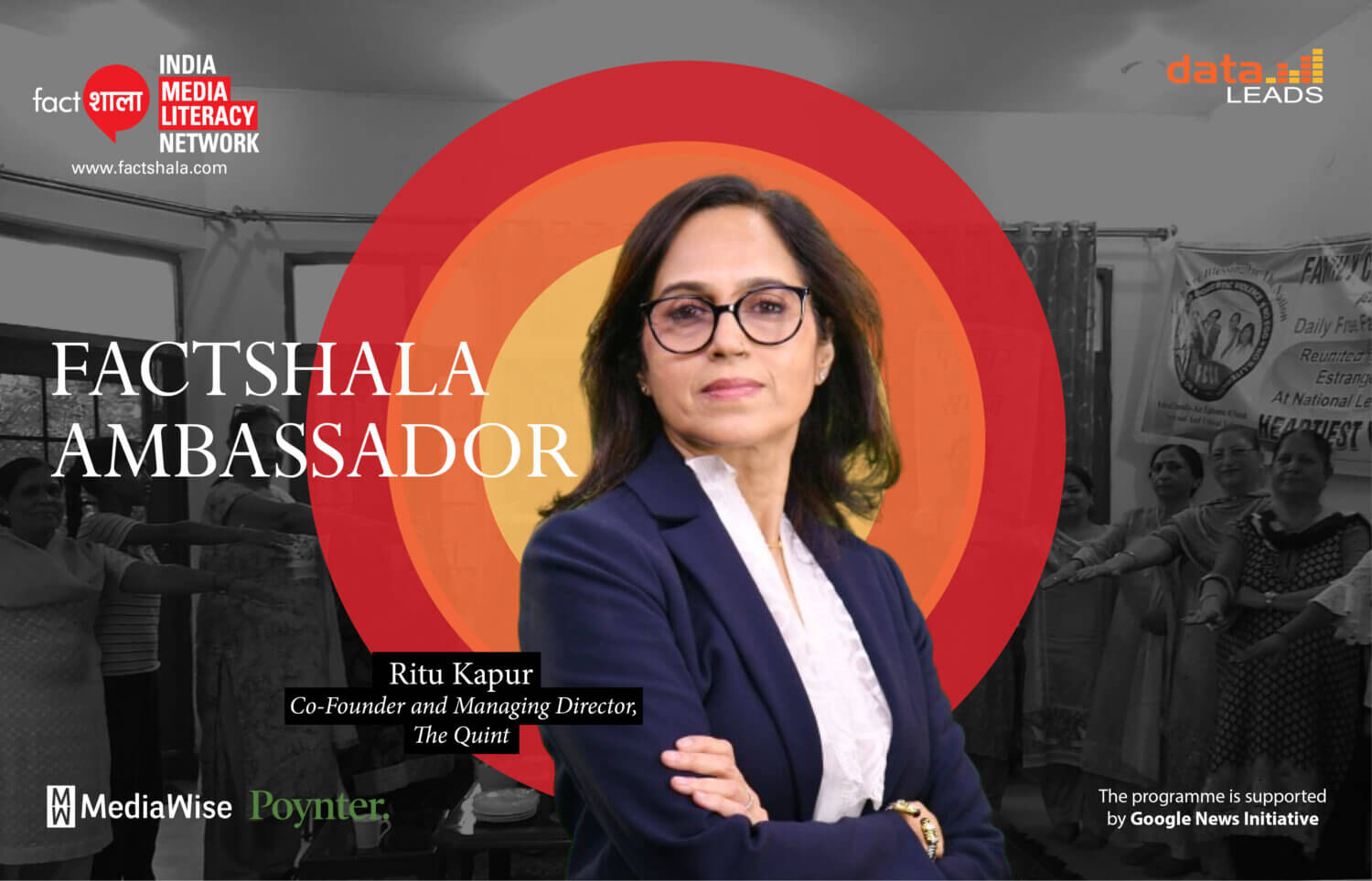 Banner image announcing Ritu Kapur as the FactShala MediaWise Ambassador.